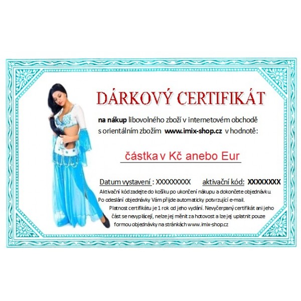 Dárkový certifikát - motiv tanečnice