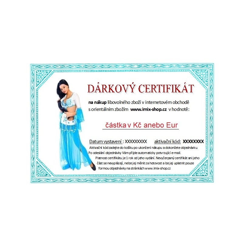 Dárkový certifikát - motiv tanečnice