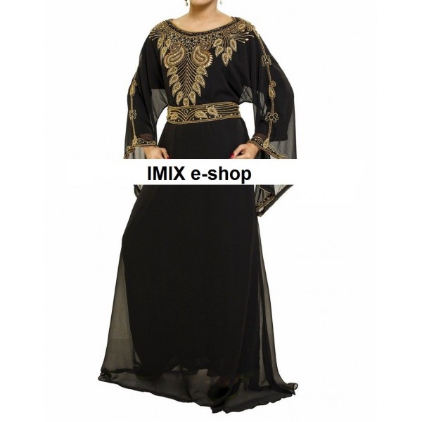 Orientální šaty Abaya černé s výšivkou