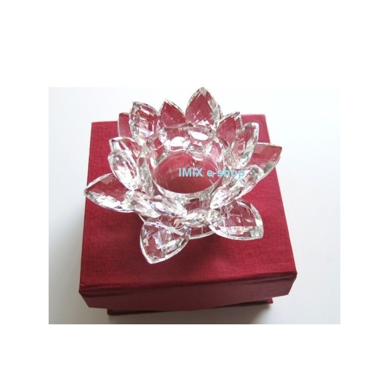 Feng-Shui Křišťálový lotos střední, svícen Čirý Feng-Shui Křišťálový lotos střední, svícen Čirý