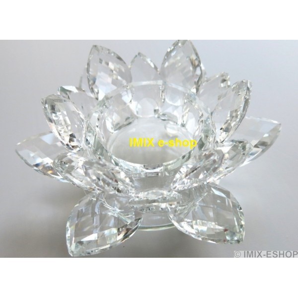 Feng-Shui Křišťálový lotos střední, svícen Čirý