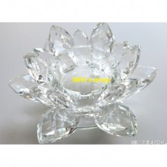 Feng-Shui Křišťálový lotos střední, svícen Čirý