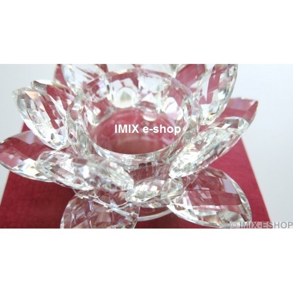 Feng-Shui Křišťálový lotos střední, svícen Čirý