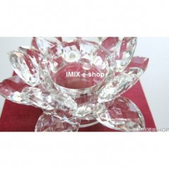 Feng-Shui Křišťálový lotos střední, svícen Čirý