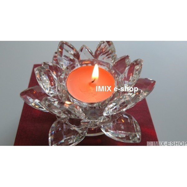 Feng-Shui Křišťálový lotos střední, svícen Čirý