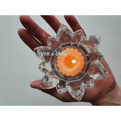 Feng-Shui Křišťálový lotos střední, svícen Čirý