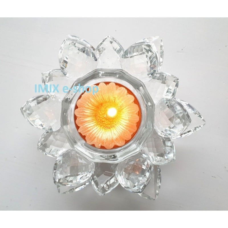 Feng-Shui Křišťálový lotos střední, svícen Čirý Feng-Shui Křišťálový lotos střední, svícen Čirý