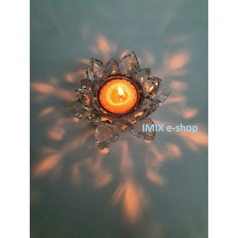 Feng-Shui Křišťálový lotos střední, svícen Čirý Feng-Shui Křišťálový lotos střední, svícen Čirý