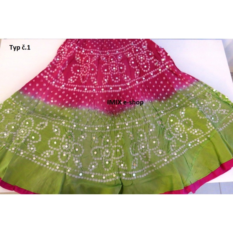 Indické vyšívané sukně dvoubarevné s lesklými flitry