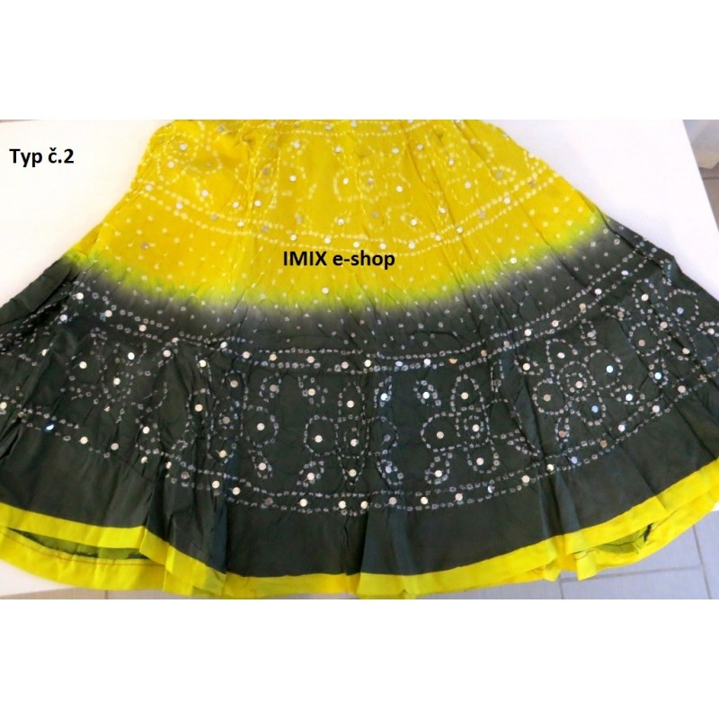 Indické vyšívané sukně dvoubarevné s lesklými flitry