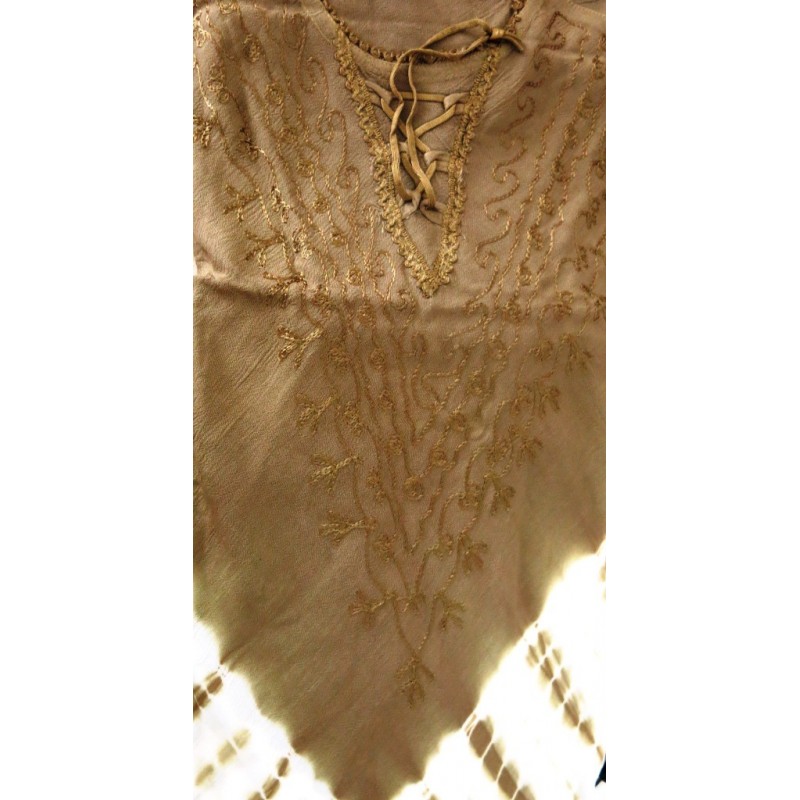 Letní batikované šaty s rukávem se šněrováním