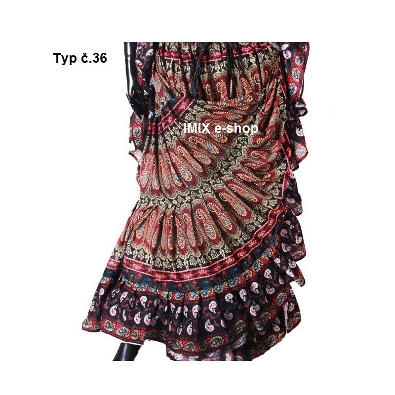 Exotické profi bavlněné Tribal Gypsy sukně 23 metrů - 50 barev