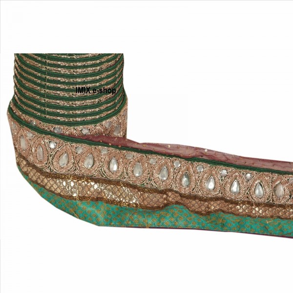 Vyšívaná borta, indický pás zdobený korálky č.15