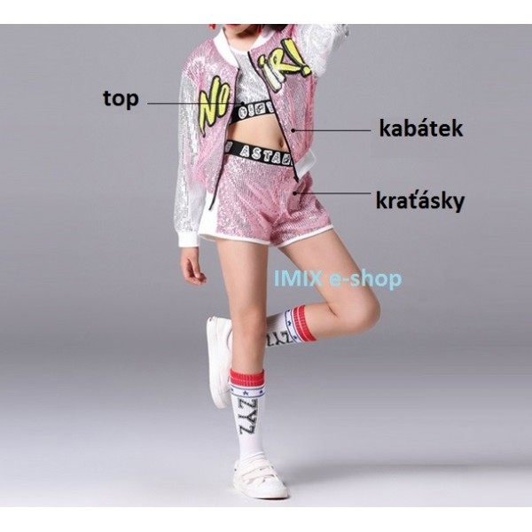 Dívčí moderní taneční kostým HIP HOP růžový
