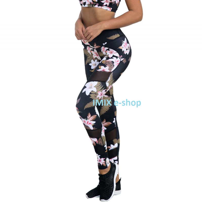 Women's leggings shaping dance and fitness with a wide waist Flowers