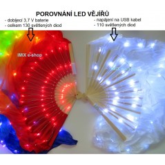 LED hedvábné vějíře USB napájení - BÍLÉ