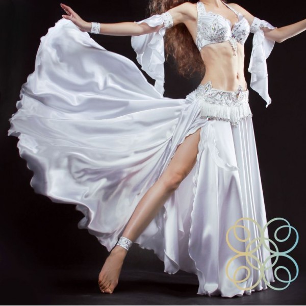 GHALIYAH round satin skirt with slits - Costum production